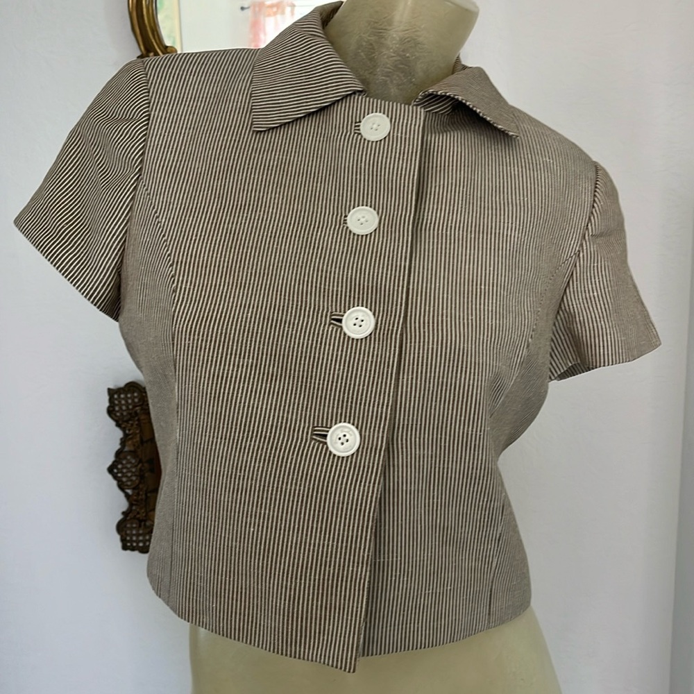 Brooks Brothers 346 Silk & Linen Blend Cropped Blazer